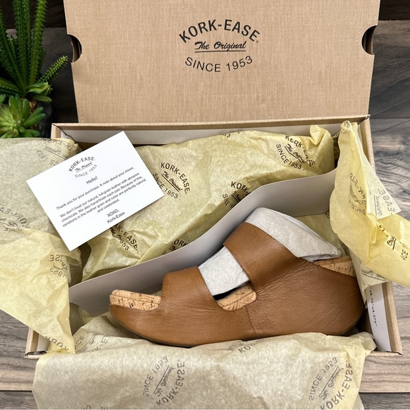 NIB Kork Ease Grace Slip On Wedge Sandal Brown Leather - Picture 9 of 11
